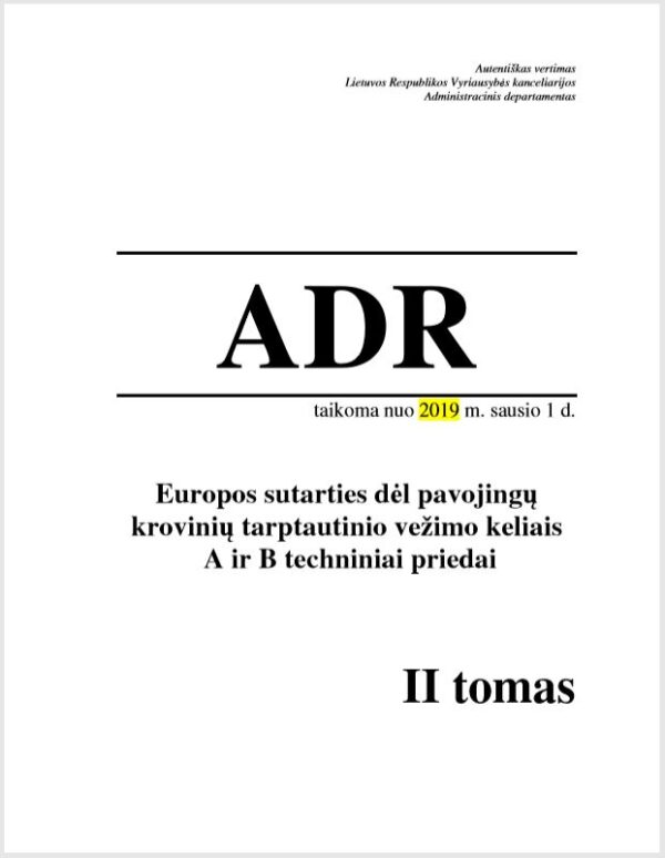 ADR knygos I-II tomai 2025 metų redakcija
